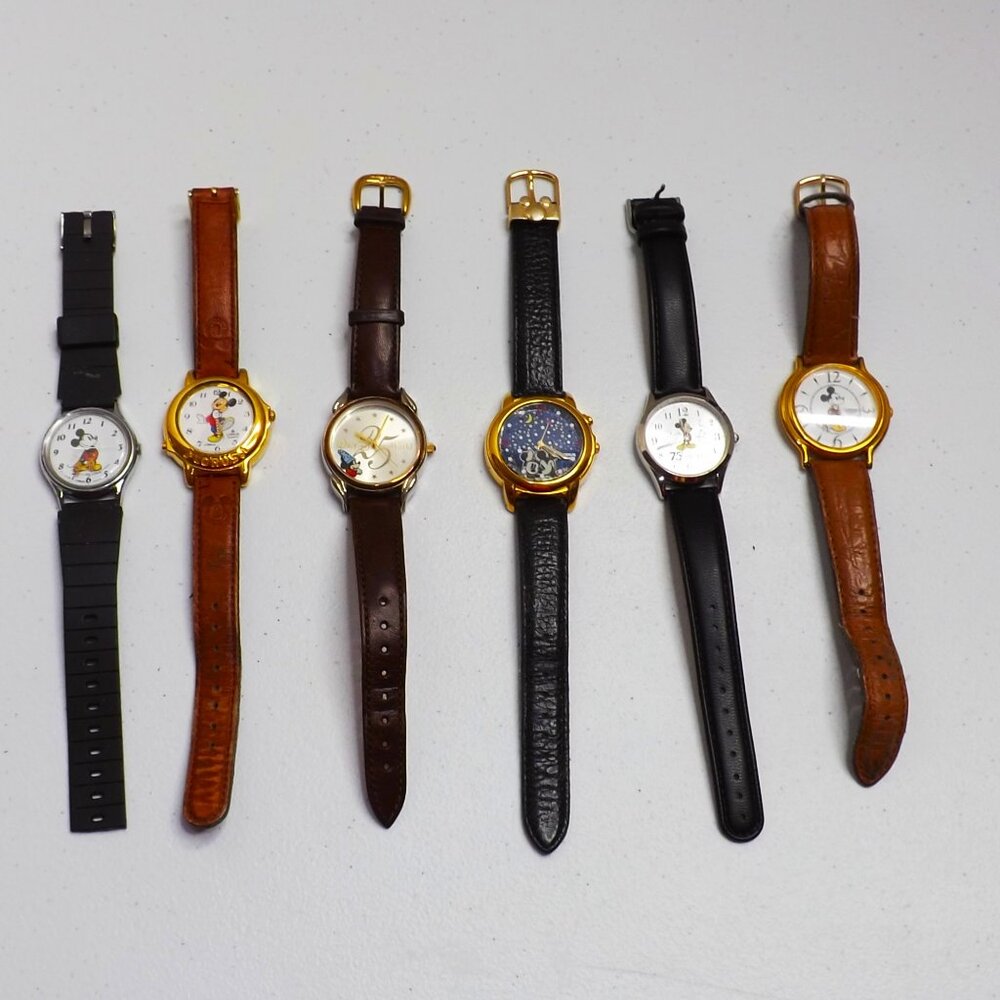 Lot of 6 Vintage Mickey Mouse Watches Musical Glow In The Dark 80s 90s Y2K